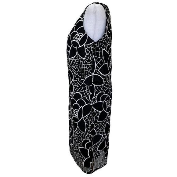 Anthropologie Sachin & Babi Petalwork Shift Dress Size 8 Black White Embroidery - Picture 5 of 10